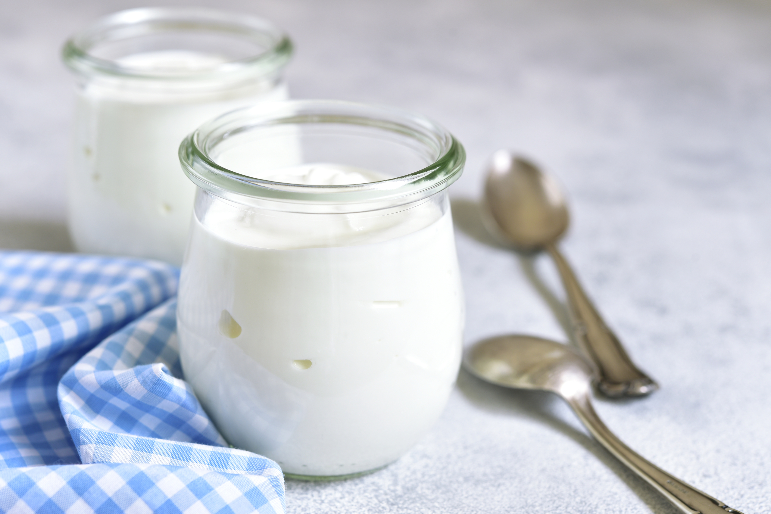 two jars of homemade yogurt