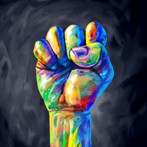 colorful painting of a fist