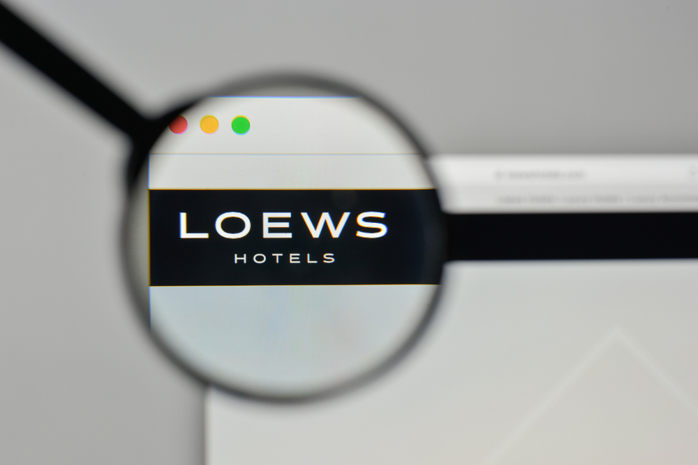 Magnifying glass on webpage of Loews Hotels