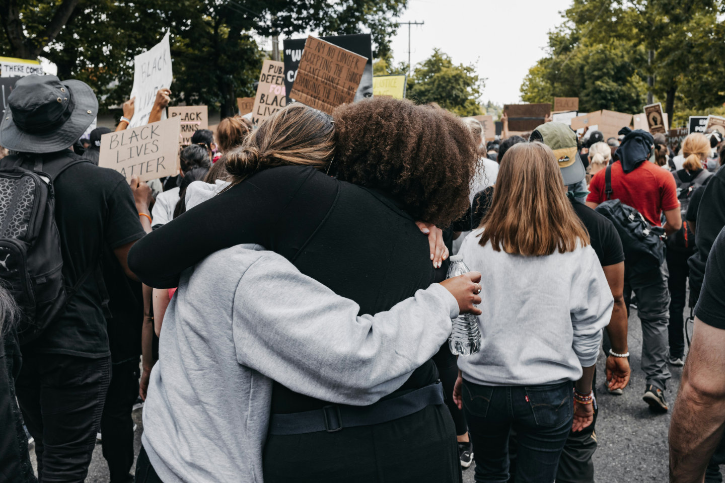 People in a black lives matter march.