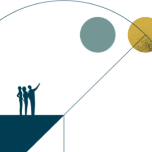 Future-look graphic of people looking at spheres together