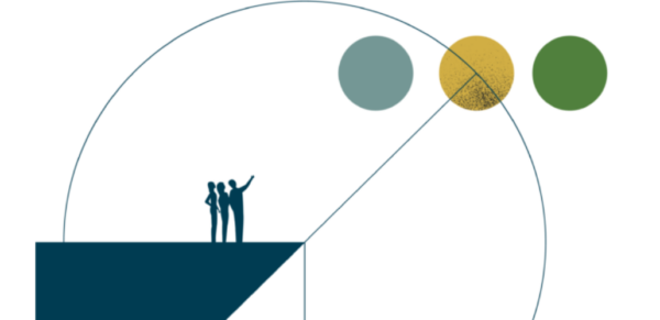 Future-look graphic of people looking at spheres together