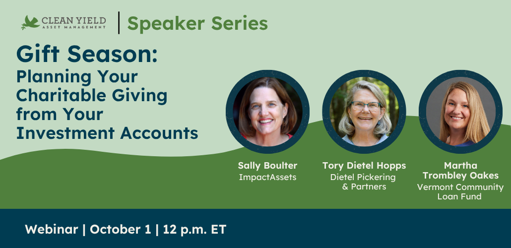 clean yield charitable giving webinar graphic